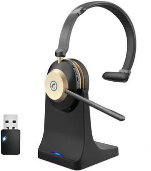 Wireless Headset with Mic, Noise Cancelling Headphones for Work/Trucker Bluetooth Headset V5.3 / Best Headsets to Work from Home/Office/Computer/Phone/Zoom, Call Center.