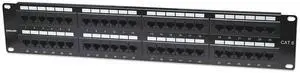 Intellinet 48-Port Cat-6 Network Patch Panel Rack-Mount  Installer Grade 3mm 50 Micro-inch Gold Plated Jack Contacts - Black, 560283