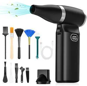 TOUYINGER Compressed Air Duster Adjustable Wind Speed, 110000RPM 6000Mah Electric Air Duster, Replace Compressed Air Can, Rechargeable(Black)
