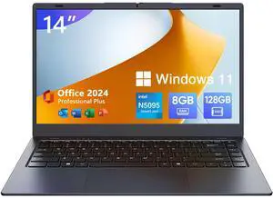 ITAMRYO Win11 Laptop, 8GB RAM/128GB SSD, 14.1 inch HD Display, Intel N5095 Quad Core Processor Notebook Computer, Support 2.4G/5G Hz WiFi, BT