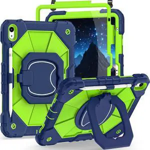 Auizotl Case for iPad (A16) 11th/10th Generation 2025/2022,Heavy Duty Shockproof 10th Generation iPad Case with 360° Rotating Stand Screen Protector for i Pad 11.0/10.9 Inch Cover,Navy Green