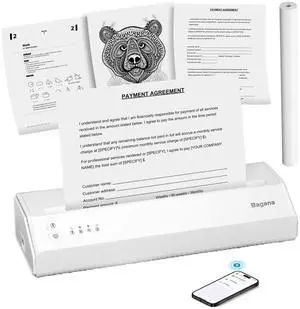 Bagana Portable Printer Wireless for Travel, Thermal Bluetooth Inkless Mobile Printer Support 8.5 X 11in US Letter & A4 Thermal Paper for Office Car Home School