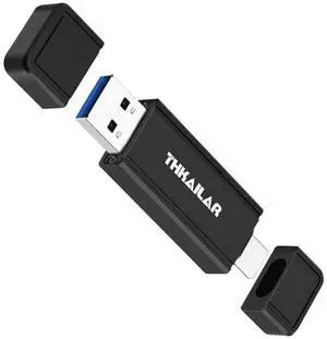 THKAILAR 256GB Flash Drive USB 3.2 Gen2 Solid State External SSD,Dual-Port USB-C+USB-A Memory Stick,High-Speed 400MB/s Portable Thumb Drive for iPhone 15/16 Series,Mac,PC,PS4,Android,Windows,Smart TVs