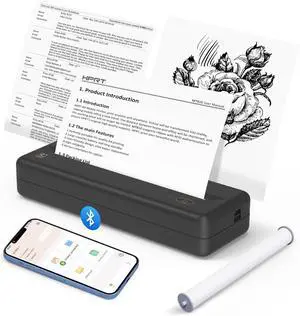 POOOLITECH Inkless Wireless Printer for Home Offices & Travel, Supports 8" & 4" Thermal Paper Roll, Perfect for iOS Android & Laptops, Compact Printer for Bussiness Trips, No Ink Needed