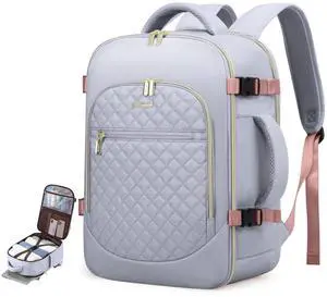 LOVEVOOK Carry on Backpack, 30L Travel Backpack for Women Airline Approved,Luggage Business Weekender Overnight Daypack as Personal Item fit for 15.6 inch Laptop,Silver Gray