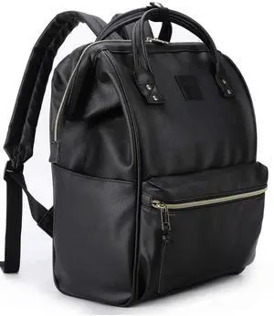 Kah&Kee Leather Backpack for Women and Men 16-inch Laptop Bag | Teacher Professional, Diaper Bag Backpack, Ideal for Work, School, Nursing, College & Travel (Black, Large)