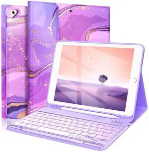 FUWANG Keyboard Case for iPad 9th 8th 7th Generation 10.2 inch, Detachable 7 Colors Backlit for iPad 9th Generation Case with Keyboard, Keyboard Case for iPad Pro 10.5"/Air 3rd Gen, with Pencil Holder