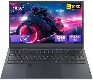 Akocrsiy 15.6 Inch Student Business Laptop Computer, LPDDR5 12GB RAM 512GB ROM, Intel N95 Processor(Up to 3.4GHz), Windows 11 Pro with FHD IPS Display, WiFi 5, Bluetooth 5.2, Type-C, HDMI, USB 3.2