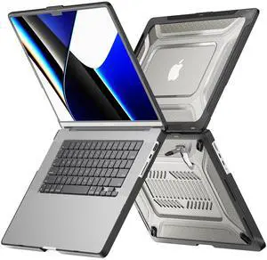 Batianda Shockproof Case for New M4 MacBook Pro 16 inch 2024 2023 2021 M3 M2 Pro Max Chip,Honeycomb Surface Design Durable Protective Hard Shell with TPU Bumper and Fold Stand & Keyboard Cover, Black
