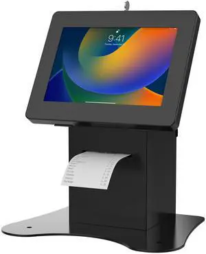 Anti-Theft Kiosk Stand  CTA Secure Enclosure Desk Mount with Printer Shelf Compartment for Retail Pos, Ordering Screens for iPad 11th Gen (A16) - iPad Air 11" - Pro 11" & More - Black (PAD-PARAFPDM)