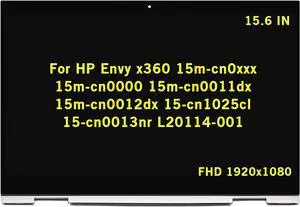 15.6" Replacement for HP Envy x360 15m-cn0xxx 15m-cn0000 15m-cn0011dx 15m-cn0012dx 15-cn1025cl 15-cn0013nr L20114-001 LCD Display Touch Screen Assembly Digitizer Board with Silver Bezel (1920x1080)