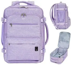 WANDF Travel Backpack For Spirit Airlines Personal Item Bag 18x14x8 with Wet Pocket, 17 Inch Laptop Backpack for Men WomenPurple