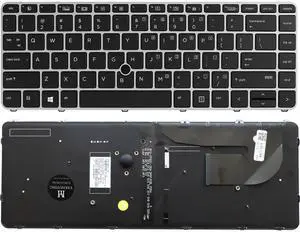 New Backlit Keyboard for HP EliteBook 840 G3 840 G4 745 G3 745 G4 848 G3, P/N 901042-001 903008-001 836308-001 6037B0126901 Silver Frame US Layout Laptop Keyboard (not with Pointer)