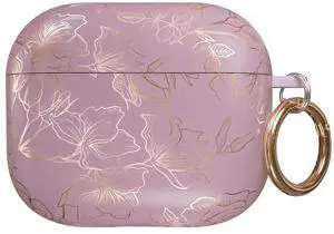 Velvet Caviar Compatible with AirPods 3rd Generation Case with Keychain - Cute Protective Hard AirPod 3 Cases for Women - Dusty Rose Floral Flower