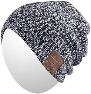 Qshell Bluetooth Beanie Hat, Winter Warm Soft Trendy Cap with Wireless Headphone Headset Earphone Stereo Speaker Mic Hands Free for Lifestyle Outdoor Sport,Compatible with iPhone Android - Gray