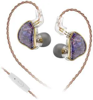 NICEHCK DB2 IEM Earphones with Mic Music Control: Resin 1BA 1DD Hybrid in Ear Monitor Headphones with 2Pin Detachable Cable,3.5mm Wired Earbuds for Gaming/Audiophile/Musician (Purple)