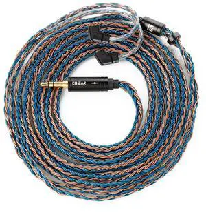 6ft+/2-Meter IEM Cable QDC 3.5MM, KBEAR ST16 Plus 16-Strand Silver-Plated Upgrade Braided Headphone Extension Cable Gold-Plated Plug for KZ Edx Pro/Castor/DQS/ZAS/AS16/AS16 PRO/PR1