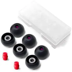 Final Audio Black+Black/Red Silicone Type E Eartips kit with Case and Nozzle Adaptor Compatible with 1More, AKG, Audio-Technica, Beats by Dre, Campfire Audio, Empire Ears, Shure, Sony, Westone (X-Lg)