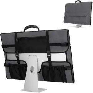 CURMIO Travel Carrying Bag Compatible for Apple 27" iMac, Protective Monitor Dust Cover for 27" LCD Screens and Accessories, Gray, Patent Pending