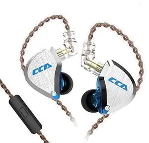 CCA C12 in Ear Monitor, 5BA+1DD Each Side HIFIHEAR in-Ear Earphone Noise Isolating IEM Earphone/Earbud/Headphone with Zinc Alloy Faceplate Resin Cavity,0.75mm 2Pin Detachable Cable (with Mic, Blue)