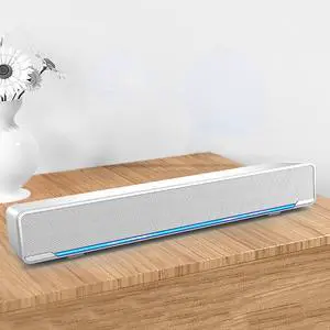 Akozon Desktop Pc Speakers Soundbar Computer Speakers for Desktop Multi-Function Stereo Surrounding Deep Bass Sound USB Wired Indoor Music Player Box 3.5mm Input for PC Cellphones Tv (White)