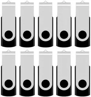 Aiibe 2GB Flash Drive 10 Pack Bulk 2G USB Flash Drive Thumb Drives USB 2.0 Memory Stick Data Storage Jump Drives (2GB, 10 Pack, Black)