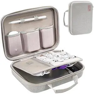 ProCase Hard Travel Electronic Organizer Case for MacBook Power Adapter Chargers Cables Power Bank Apple Magic Mouse Apple Pencil USB Flash Disk SD Card Small Portable Accessories Bag -Grey, XL