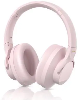ZIHNIC Active Noise Cancelling Headphones, 60H Playtime Wireless Bluetooth Headset Low Latency-Pink