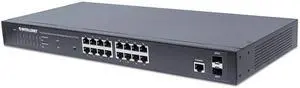 Intellinet 16 Port Gigabit Managed PoE Switch - POE Power Budget of 374W, 2 SFP Slots, Self-Healing, IPv4/v6, 19" Rackmount 3 Yr Mfg Warranty-561198