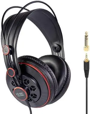 Superlux HD681 Semi-Open Back Wired Over Ear Headphone with 50mm Neodymium Driver, Single-Sided Cable for Professional Monitoring Recording Headset & Mixing for Guitar Podcast