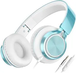 AILIHEN C8 Headphones Wired, On-Ear Headphones with Microphone and Volume Control, Corded 3.5mm Headset for Boys Girl School Smartphones Chromebook Laptop Computer Tablets Airplane Travel (Lime Green)
