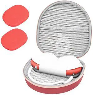 ProCase Hard Case for AirPods Max, Travel Carrying Headphone Case with Silicone Earpad Cover & Mesh Pocket, AirPods Max Protective Portable Storage Bag -Red