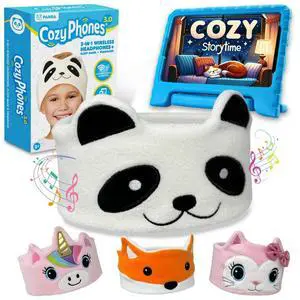 Toddler Headphones Wireless, Kids Bluetooth Earphones, Safe Volume - Wired School Headphones for Kids with 3.5 MM Jack and Travel Bag - Toddler Airplane Accessories for Boys & Girls - Panda
