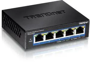 TRENDnet 5-Port Gigabit EdgeSmart Switch, TEG-S50ES, 5 x Gigabit Ports, 10Gbps Switch Capacity, Ethernet Splitter, Managed Smart Gigabit Switch, Metal, Fanless, Lifetime Protection, Black