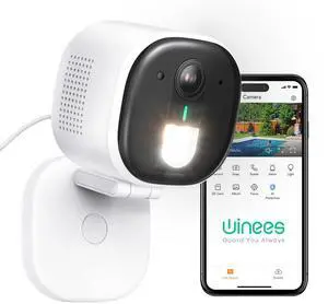 winees Security Cameras Outdoor, Wired 2K Wi-Fi Cameras for Home Security, 2.4G Indoor Camera, Human/Pet AI Detection, Color Night Vision, 2-Way Audio, Support Cloud/128G SD Card Storage