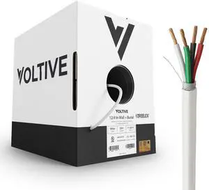 Voltive 12/4 Speaker Wire - 12 AWG/Gauge 4 Conductor - UL Listed in Wall (CL2/CL3) and Outdoor/In Ground (Direct Burial) Rated - Oxygen-Free Copper (OFC) - 250 Foot Bulk Cable Pull Box - White