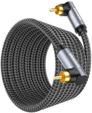 VANAUX Double 90 Degree RCA Cable,Subwoofer Cable Right Angle,Digital Coaxial Audio Cord [Double Shielded Digital Analogue] for Amplifiers,Hi-Fi Systems,HDTV,Sound Bar(26ft/8m)