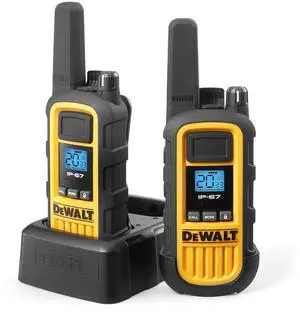 DEWALT DXFRS800 2 Watt Heavy Duty Walkie Talkies - Waterproof, Shock Resistant, Long Range & Rechargeable Two-Way Radio with VOX (2 Pack)