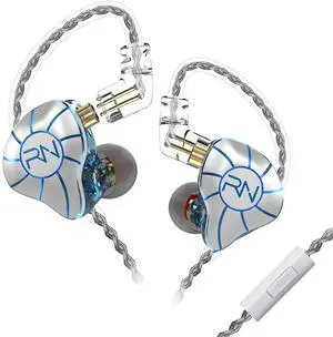 RevoNext in Ear Headphones 4BA+1DD 5 Drivers IEM Earphones HiFi Wired Earphones with Microphone 3.5mm Audio Plug 2 Pin Detachable Cable Gaming Headphones, White