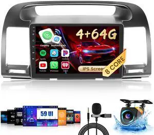 Inefala 4G 64G Screen for Toyota Camry 2001-2006 Radio Upgrade 8-Core 9'' Touch Screen Android Car Stereo CarPlay Android Auto, Bluetooth, GPS Navigation, AHD Backup Camera