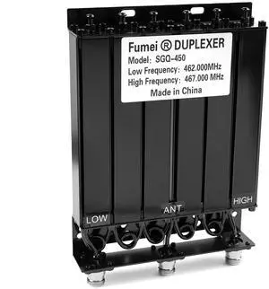 Fumei UHF 400-470MHz 30W Duplexer for Radio Repeater with Preset Low Frequency 462MHz & High Frequency 467MHz & N Female connectors