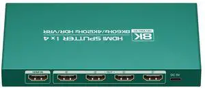 HDMI 2.1 Splitter 1 in 4 Out 4k 120hz hue Light sync Box 1 in 4 Out hdmi Duplicator 8k 120hz PS5 4 Way hdmi Splitter 4k hdmi 2.1 Duplicator 1x4 8k PS5 VRR HDR10+ HDCP2.3