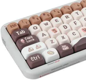 Cmokifuly MOA Profile Keycaps,Cute Chocolate Custom PBT Dye-sub Keycap 136 Keys for Mechanical Keyboard Full-Size Keycap Set (Brown Chocolate)