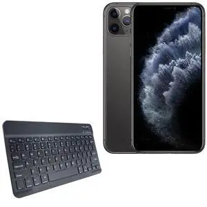 BoxWave Keyboard Compatible with Apple iPhone 11 Pro Max - SlimKeys Bluetooth Keyboard, Portable Thin with Chiclet-Style Keys - Jet Black