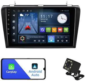 Android 10 Double Din Car Stereo for Mazda 3 2004-2009 with 9 Inch Touchscreen Radio Built-in Wireless Carplay/Android Auto/GPS/Bluetooth/FM/AUX-in/Steering Wheel Control Backup Camera 2+32G