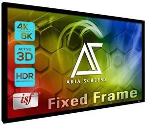 Akia Screens Fixed Frame Projector Screen 110 inch 16:9 8K 4K Ultra HD 3D Ready Wall Mount CINEWHITE UHD-B 110 Projection Screen for Indoor Movie Video Home Theater Cinema Office AK-FF110WH2