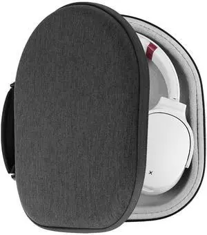 Geekria Shield Headphones Case for Lay Flat Over-Ear Headphones, Replacement Hard Shell Travel Carrying Bag with Cable Storage, Compatible with Steelseries, B&W, Skullcandy Headsets (Grey)