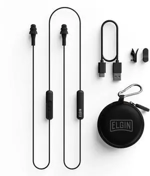 Elgin Ruckus Wireless Bluetooth Earplug Headphones, 25 dB Noise Reduction Ear Plug Earbuds, Noise Cancelling Mic, 12 Hour Battery, IP65 sweatproof, OSHA Compliant Hearing Protection, Work Safety