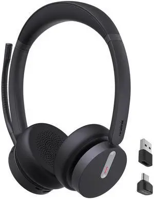 Yealink BH70 Dual Wireless Bluetooth Headset with Mic for Work, Teams Certified, up to 35h Talk Time, 147g All-Day Wearing Comfort, USB-C/A