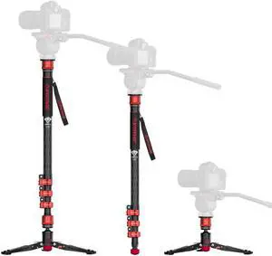 IFOOTAGE 71" Professional Carbon Fiber Monopod for DSLR Cameras, Portable Travel Monopod with Feet, Max Load 17.64 lbs, Compatible with Sony, Canon, Nikon, Cobra 3 C180F